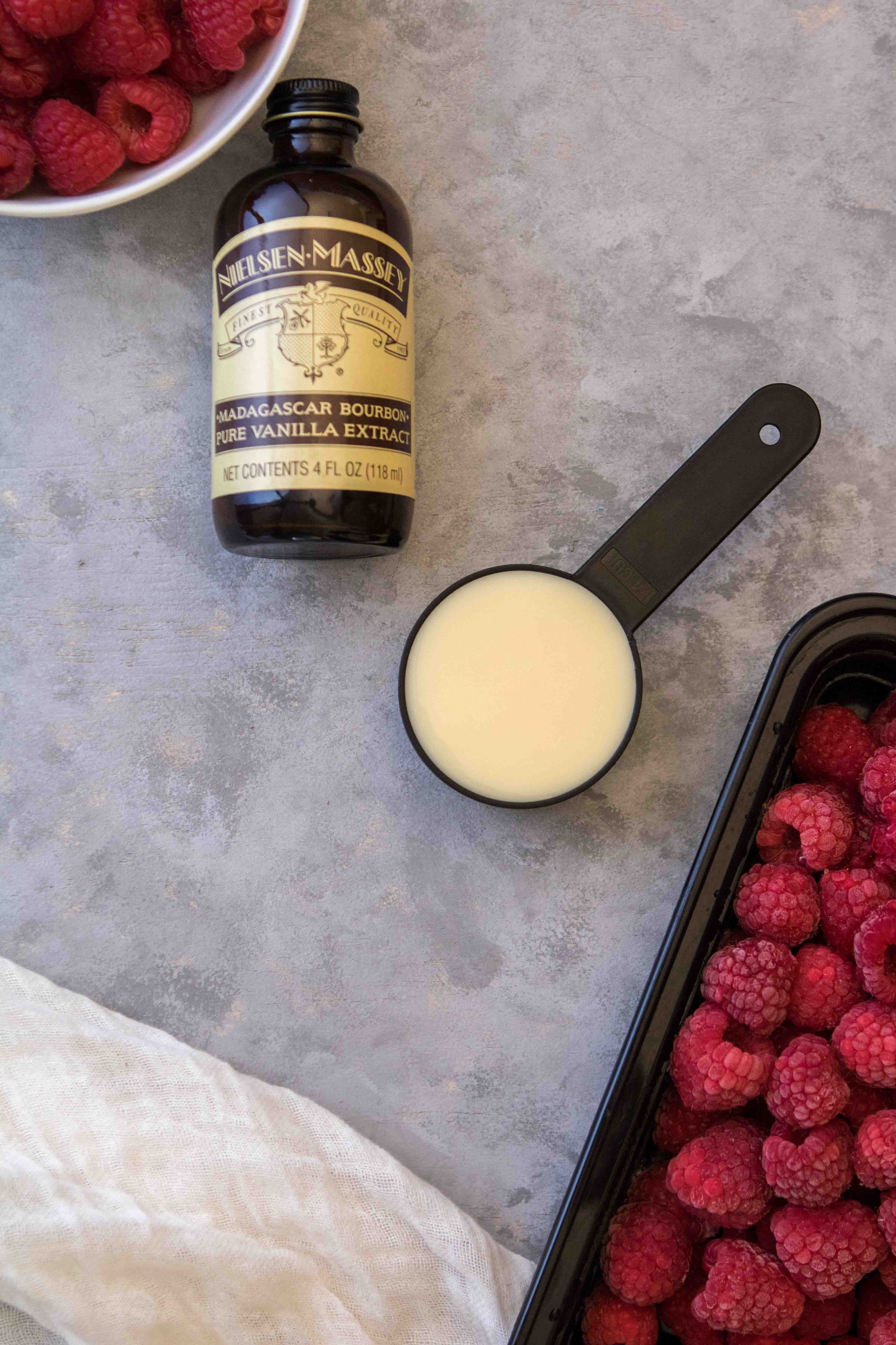 Ingrédients pour le sorbet à la framboise facile