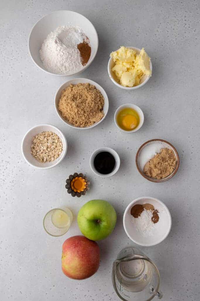 Ingrédients pour cookies à la tarte aux pommes