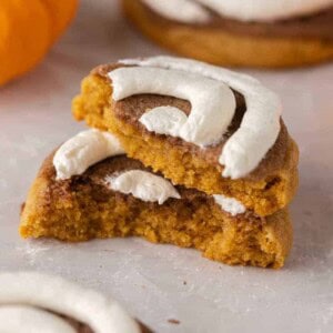 Stacked Crumbl pumpkin swirl cookies