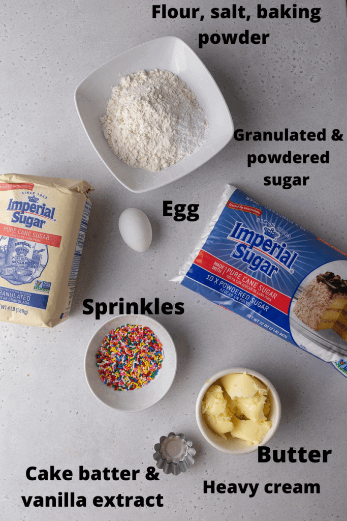 Ingrédients pour les cookies Crumbl funfetti milkshake