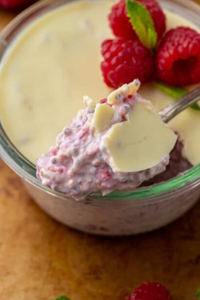 Avoine de la nuit aux framboises et chocolat blanc