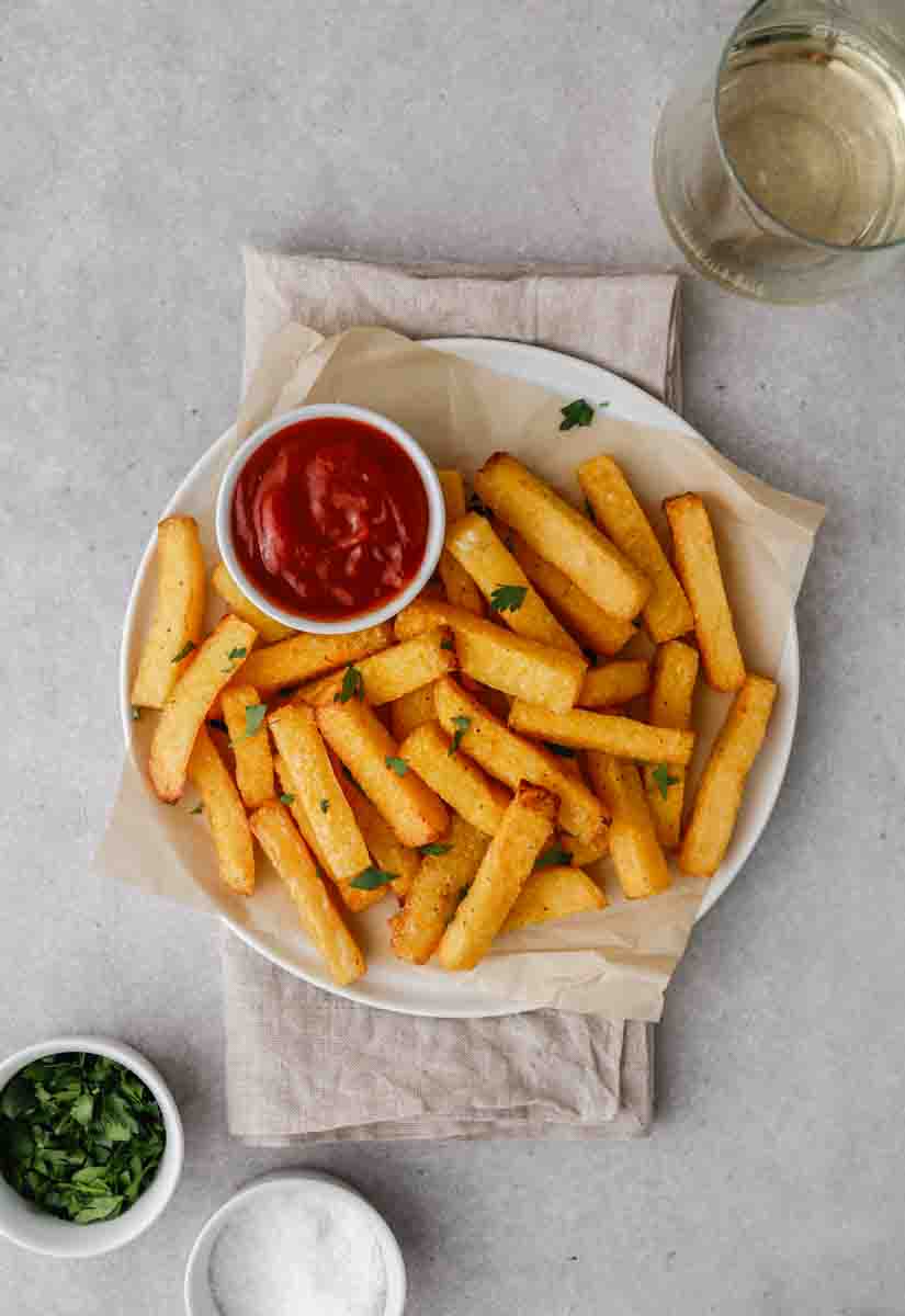 Vue de dessus de frites de polenta