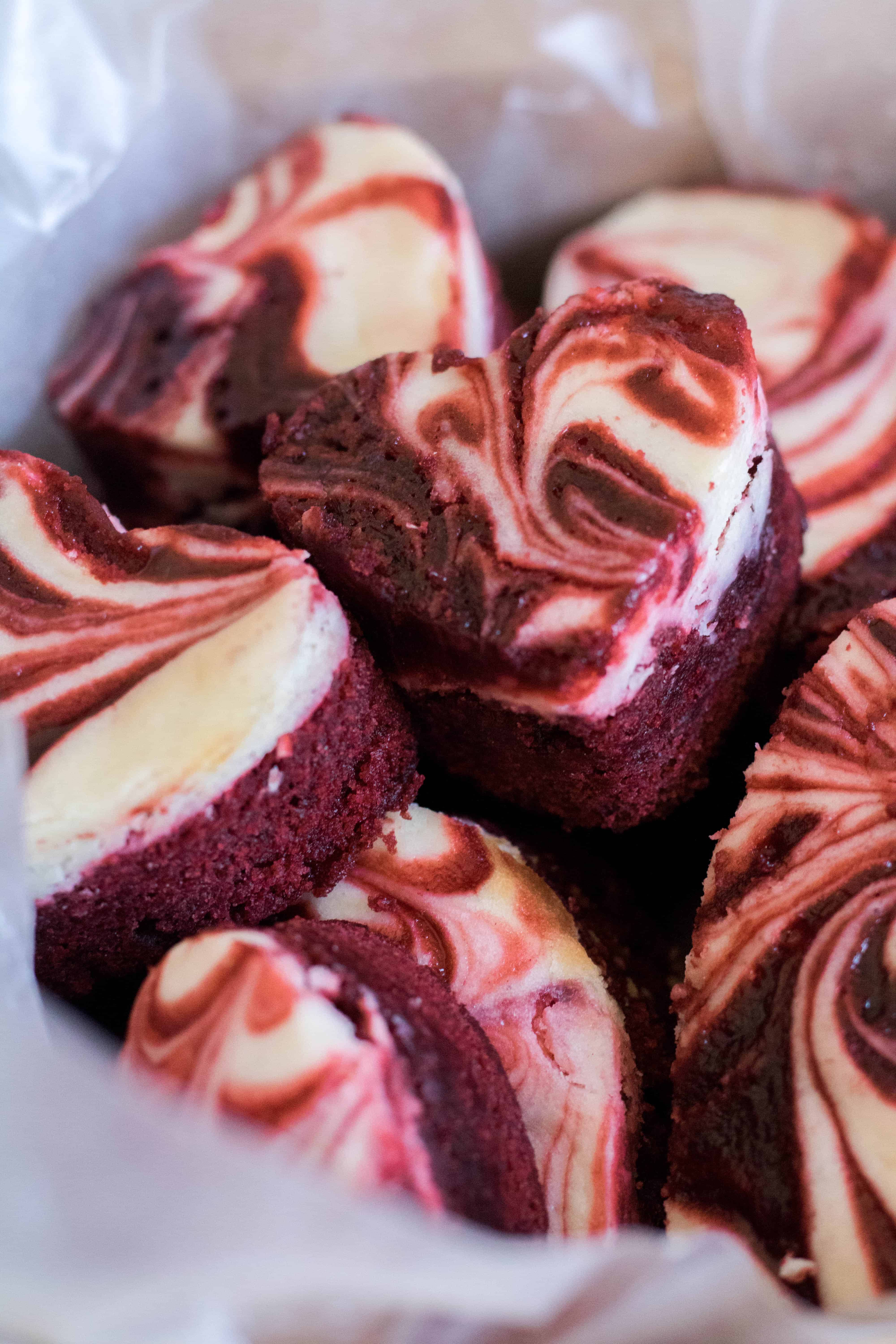 brownies en forme de cœur velvet rouge