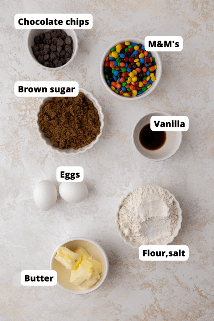 Ingrédients pour blondies aux M&M’s