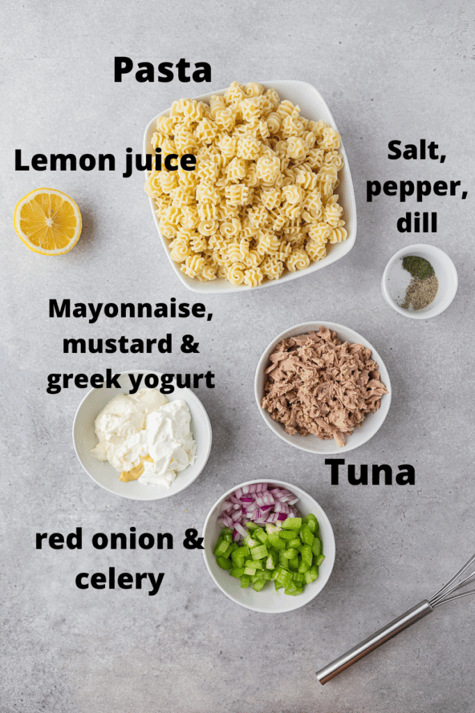 Ingrédients de la salade de pâtes au thon