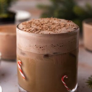 Merry Mint white mocha in a glass