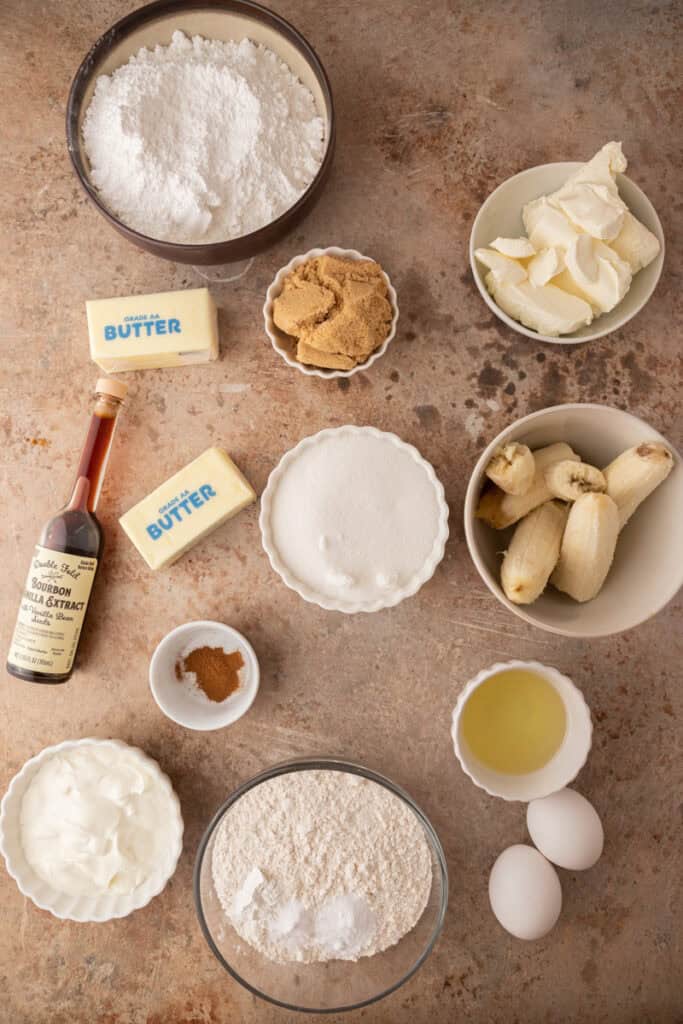 ingrédients pour le gâteau à la banane