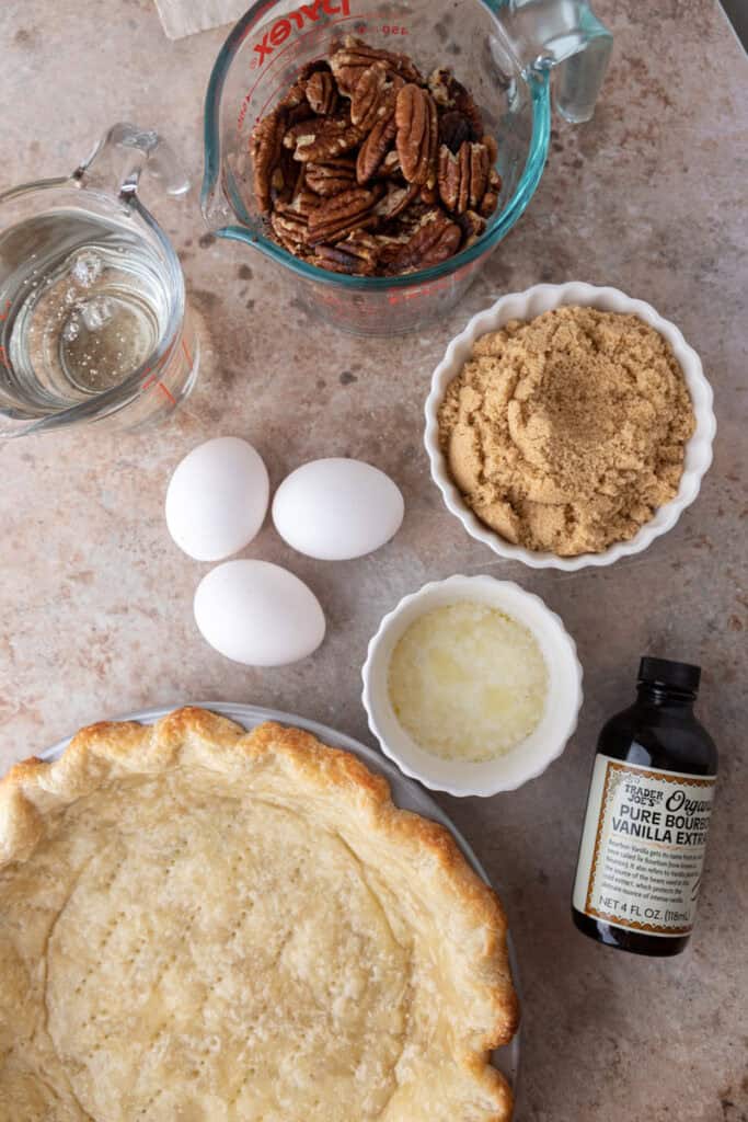 ingrédients de la tarte traditionnelle aux pécans