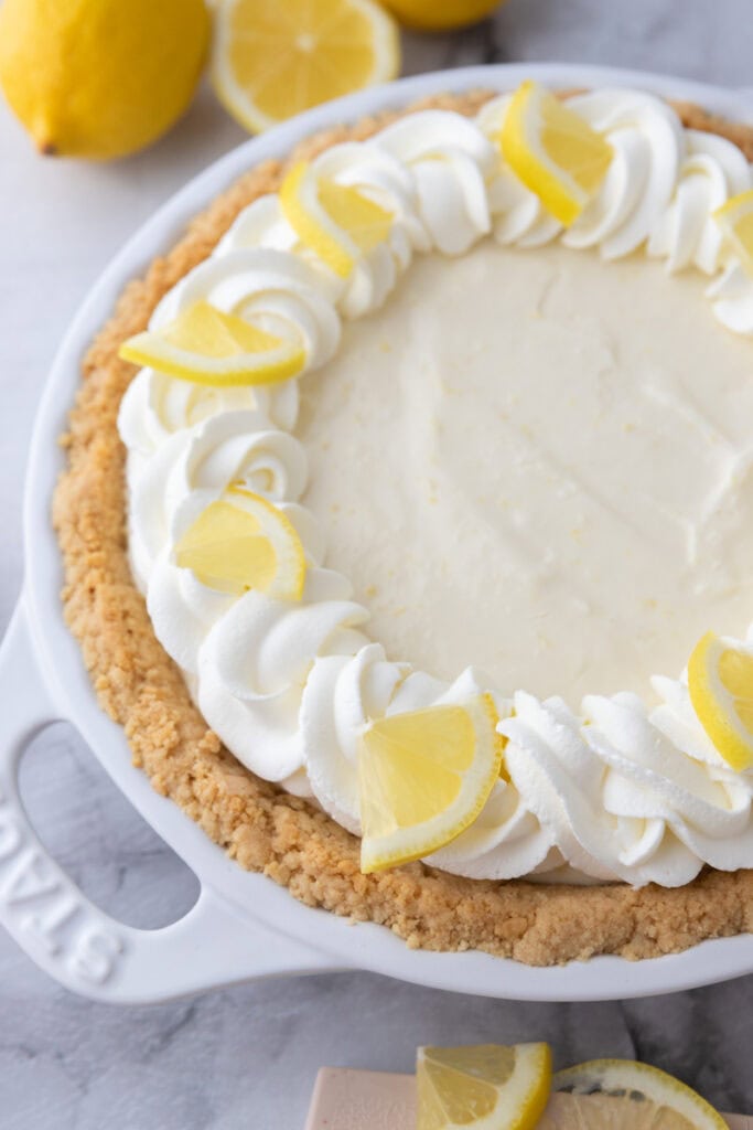 vue aérienne de la tarte au citron sans cuisson